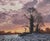 Contemporary Winter Sunset with Snow - Pink, Orange & Purple Sky in the English Countryside 1987 For Sale - Image 3 of 9