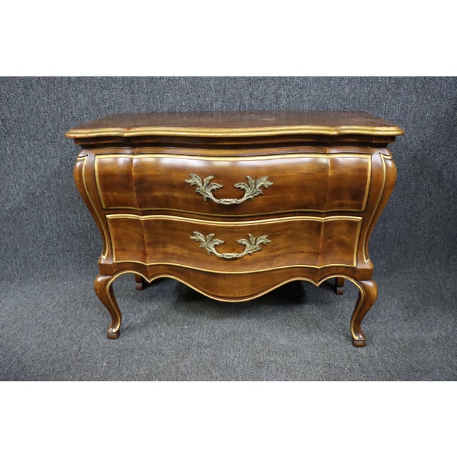 John Widdicomb John Widdicomb Louis XV Style Bombay Fruitwood Gilt Commode For Sale - Image 4 of 10
