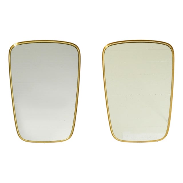 Mid-Century Modern Wall Mirrors with Brass Frames from Münchener Zierspiegel, 1950s, Set of 2 For Sale