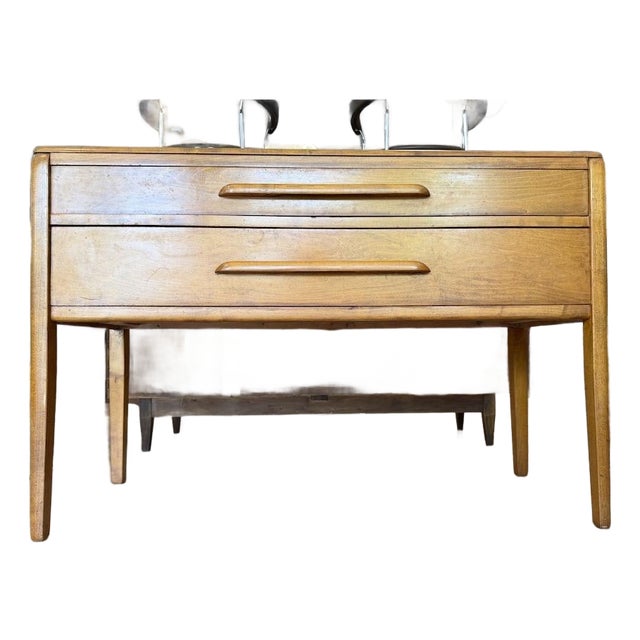 1940s Two Drawer Solid Maple Console Table For Sale