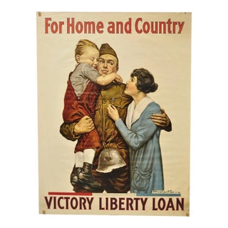 Original Vintage 1918 Wwi Poster 'For Home and Country' by Alfred Everitt Orr For Sale