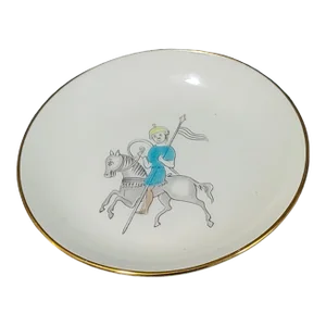 Vintage Minton Bone China Hand Painted Medieval Knight on a Horse Trinket Holder Plate