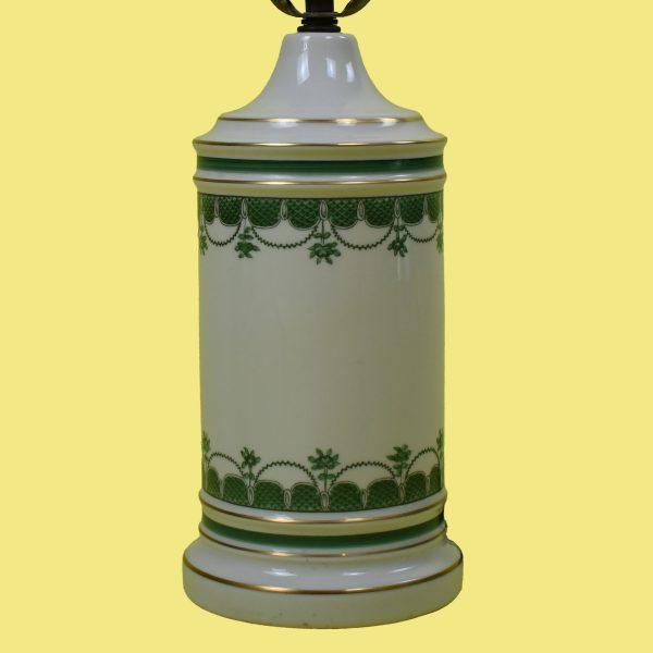 Traditional Pair of Green and Ivory Colonial Lamps For Sale - Image 3 of 4