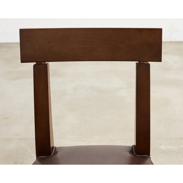 Set of Eight Italian Promemoria Attributed Leather Dining Chairs For Sale - Image 12 of 18