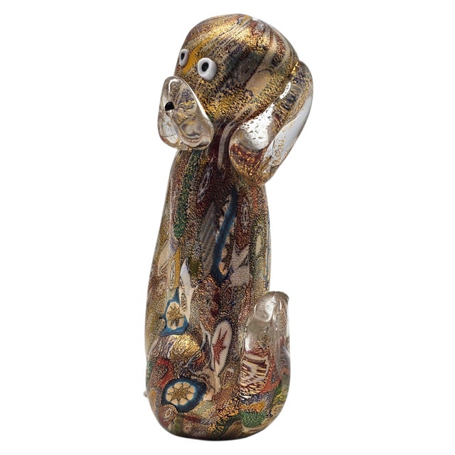 Murano Campanella Millefiori Glass Dog Figurine With Gold Fleck, 4" For Sale In San Francisco - Image 6 of 15