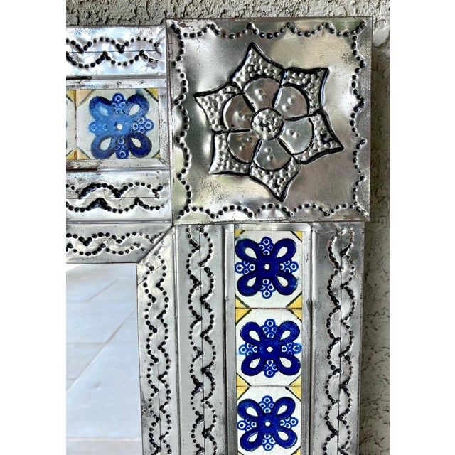 Circa 2006 Mexican Hojalata (Tin Art Work) & Talavera Tile Mirror
