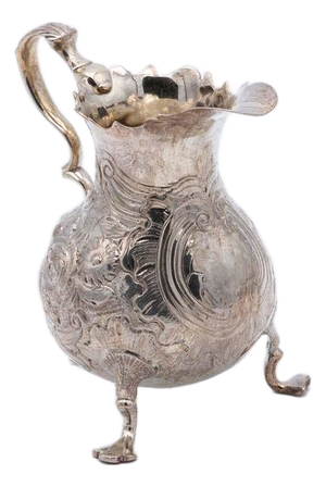 Silver Gravy Boat with Embossed Floral Motifs