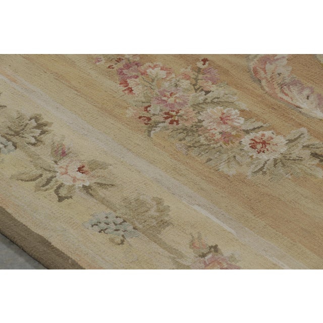2010s Rug & Kilim’s Aubusson Style Rug in Light Gold and Cream With Floral Medallion For Sale - Image 5 of 9