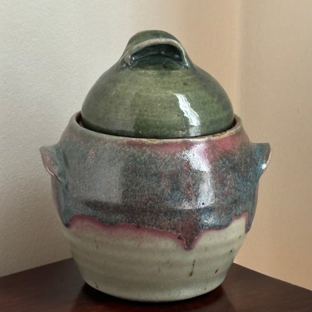 Dark Green Vintage Studio Stoneware Jar W/Lid For Sale - Image 8 of 12