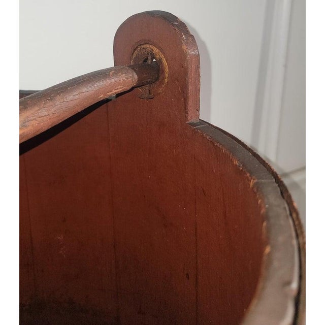 19th Century 19thc Original Red Painted Bucket W/ Handle For Sale - Image 5 of 9