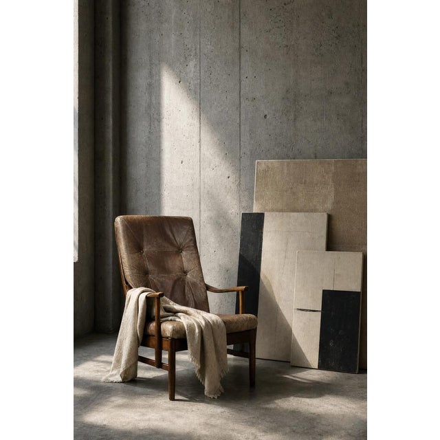 Modern Vintage Danish High Chair in Beech and Brown Leather from Farstrup Møbler, 1970s For Sale - Image 3 of 18