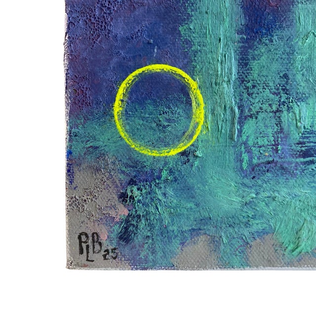 Mid-Century Modern Landscape With Sun and Trees by P. L. Bradbury Oil on Canvas For Sale - Image 3 of 5