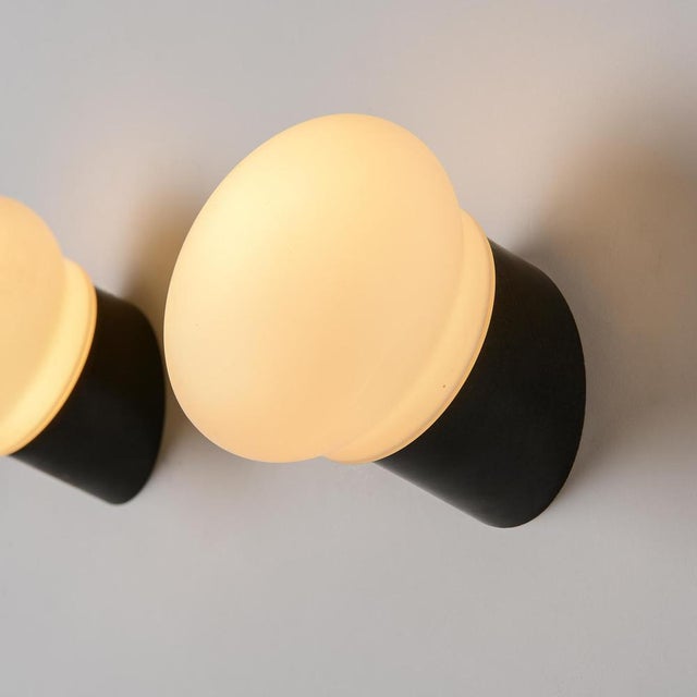 Black Wall Lamps by Charlotte Perriand for Les Arcs, France, 1970, Set of 2 For Sale - Image 8 of 14