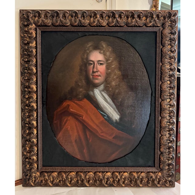English Early 18th Century English Portrait of an Gentleman in Powdered Wig For Sale - Image 3 of 6