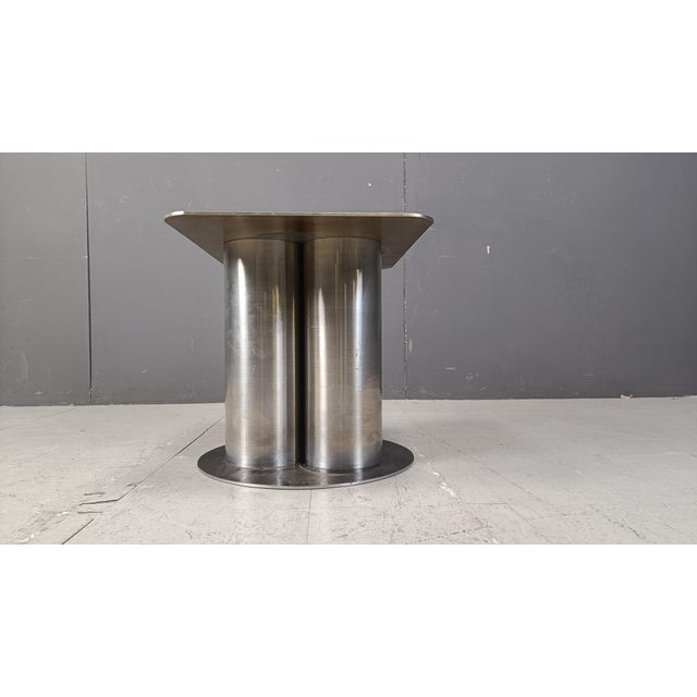 Brutalist Side Table in Ecthed Metal, 1970s, in Good conditions. Designed 1970 to 1979