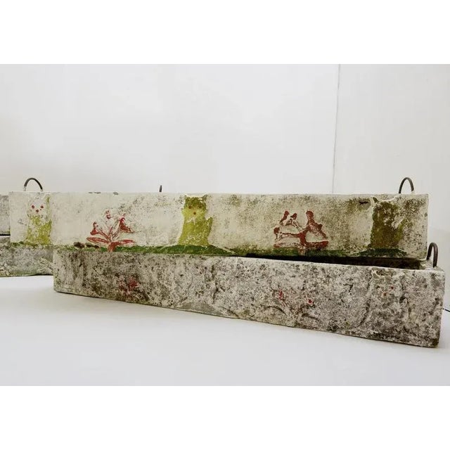 Polychrome Cement Planters by Emile Taugourdeaus, Set of 4 For Sale - Image 9 of 16