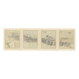 Antique Java Maps with Batavia Plan Dutch East Indies, 1880s, Set of 4 For Sale