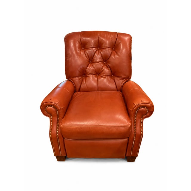 2000 - 2009 Hancock & Moore Red Leather 3-Piece Living Room Set – Pair of Sofas & Matching Tufted Recliner For Sale - Image 5 of 7