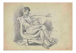 Mino Maccari, Portraits of Woman, Original Drawing, Mid-20th Century