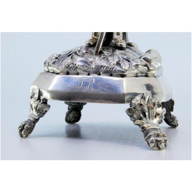 Metal Silver Toothpick Holder with Flutist For Sale - Image 7 of 9