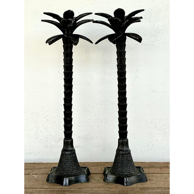 Vintage Monumental Palm Tree Candlesticks - A Pair For Sale - Image 4 of 12