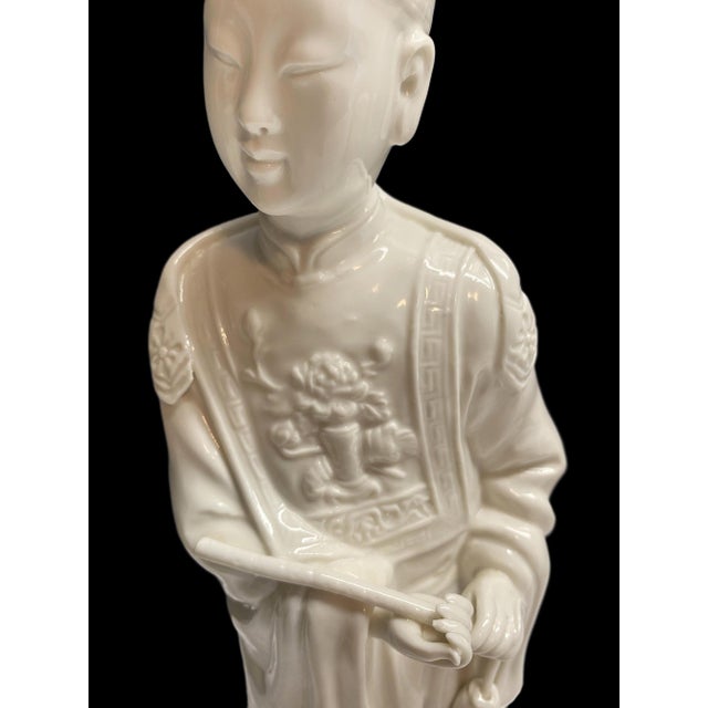 Ceramic Early 20th C. Blanc DeChine Chinese Figurine-Immortal Taoist Male Statue Dehua Kilns in Fjjian China For Sale - Image 7 of 18