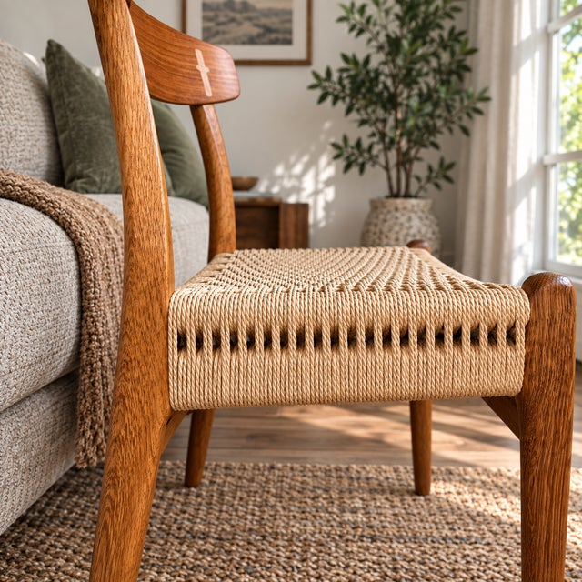 Hans Wegner 1950s Hans J. Wegner Ch23 Danish Modern Oak & Paper Cord Dining Chair For Sale - Image 4 of 9