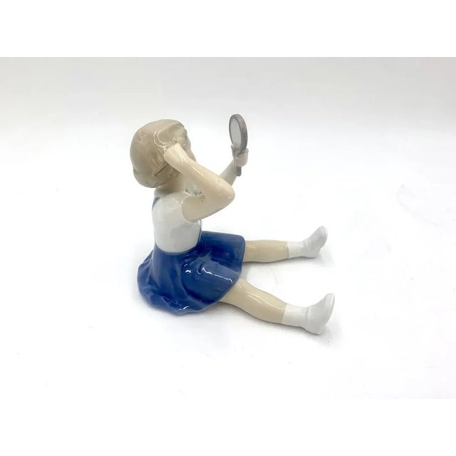 Mid-Century Modern Danish Porcelain Figurine of a Girl Combing from Bing & Grondahl For Sale - Image 3 of 8