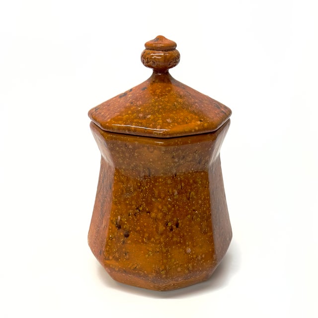 Stone Hand-Made Faceted Earthenware Container Curation - Group of 3 For Sale - Image 7 of 12