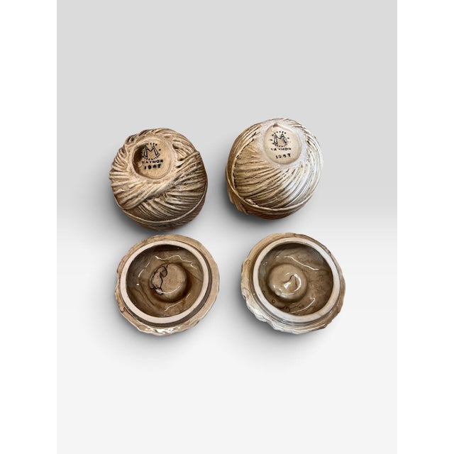 Raymor Pair of 1968 Mancioli for Raymor Italian Ceramic Yarn Ball Lidded Boxes For Sale - Image 4 of 8