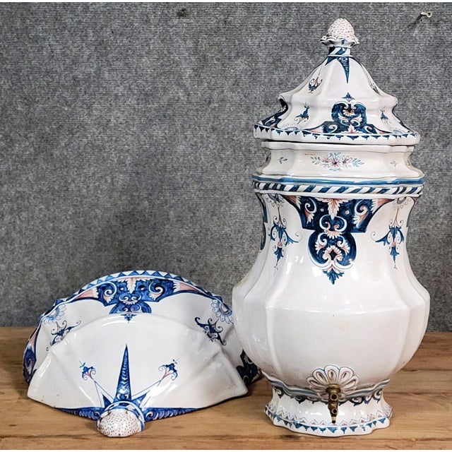 Ceramic Large Earthenware Wall Fountain with Hand-Painted Decorations For Sale - Image 7 of 7