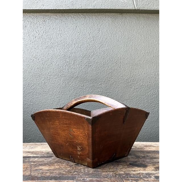 Vintage Hand Made Wooden Basket For Sale In West Palm - Image 6 of 12