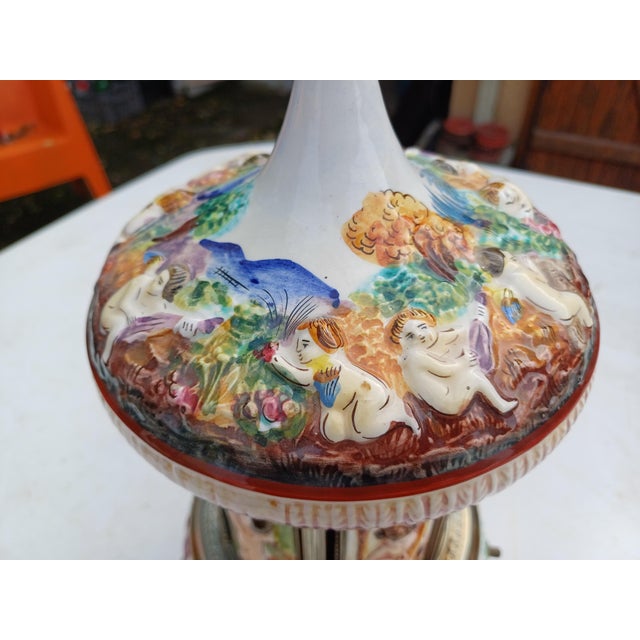 Musical Carousel in Earthenware and Silver-Plated Metal Reuge, 1960 For Sale - Image 3 of 18