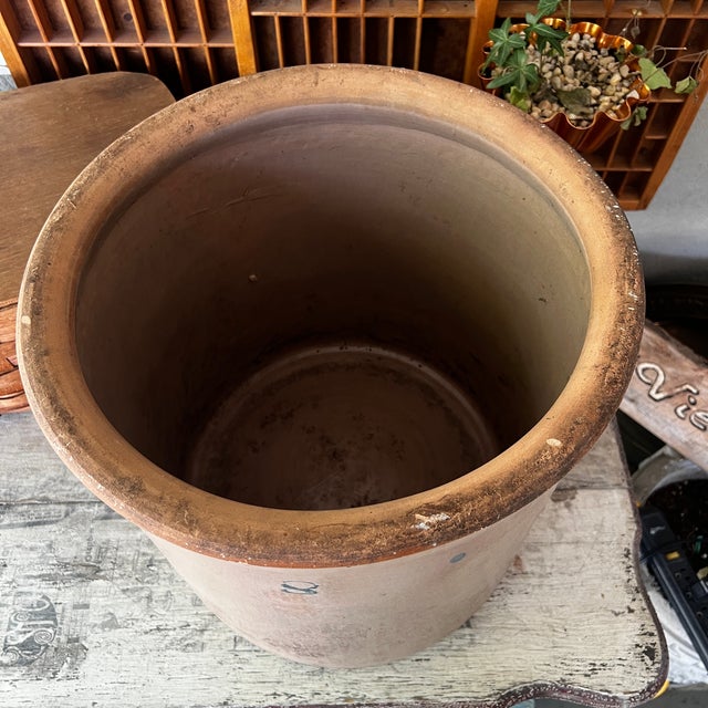 Ceramic Vintage Stoneware Crock 8-Gallon Antique Rustic Farmhouse Decor Beige & Brown For Sale - Image 7 of 7