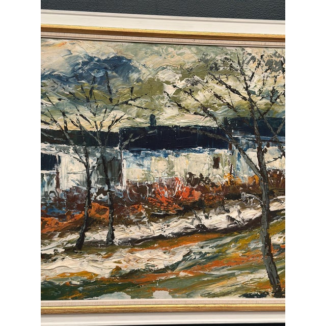 Stig Hallblom, Landscape with Houses and Trees, 1950s, Oil Painting on Panel, Framed For Sale - Image 4 of 18