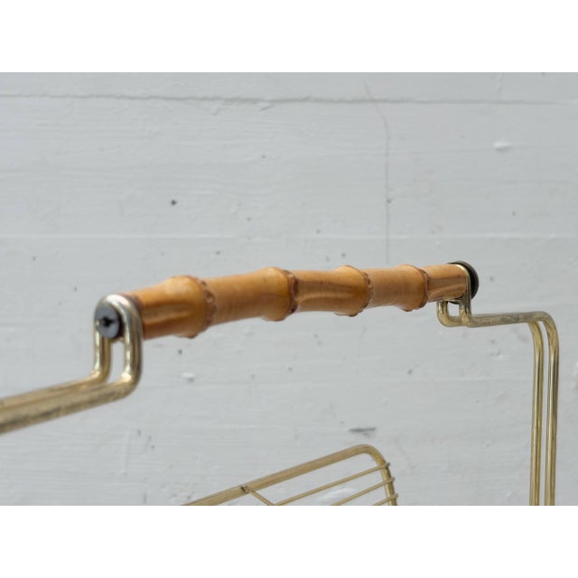 Vintage Metal Newspaper Holder with Wooden Handle, 1950s For Sale - Image 9 of 11