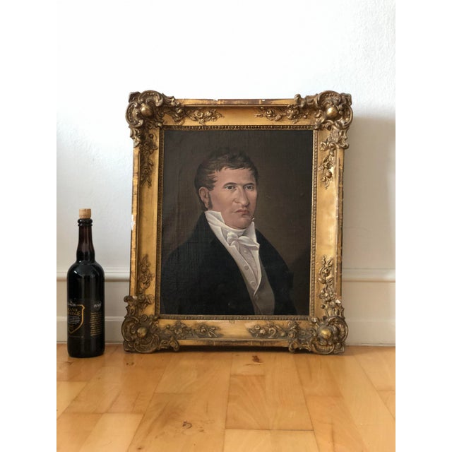 Antique Original Gentleman Oil Painting: 19th Century Biedermeier Portrait For Sale - Image 10 of 12