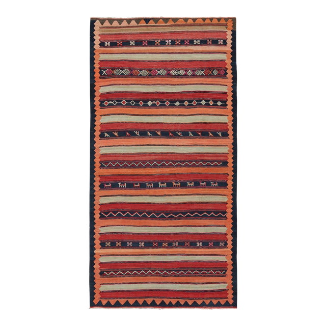 Vintage Shahsavan Persian Kilim in Stripes and Geometric Patterns by Rug & Kilim For Sale