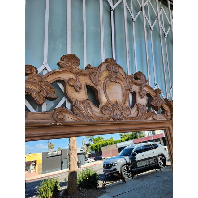 1980s Large Wood Wall Mirror For Sale - Image 5 of 12