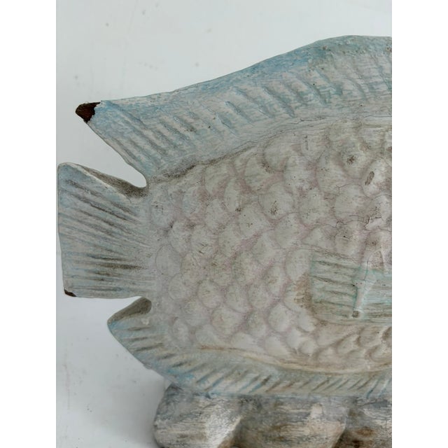 Vintage Hand-Carved Wooden Fish Sculpture – Coastal Sculptural Decor For Sale - Image 4 of 14