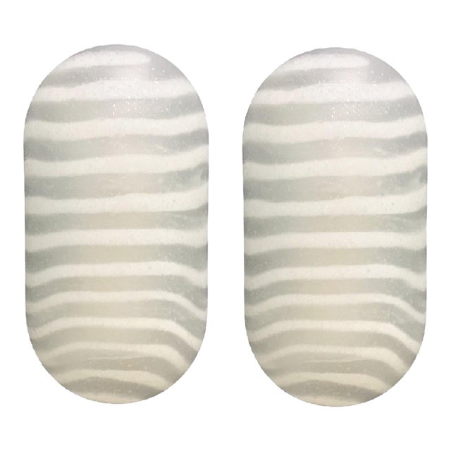 Vintage Striped Glass Wall Lamps/Sconces From Peill & Putzler - a Pair For Sale