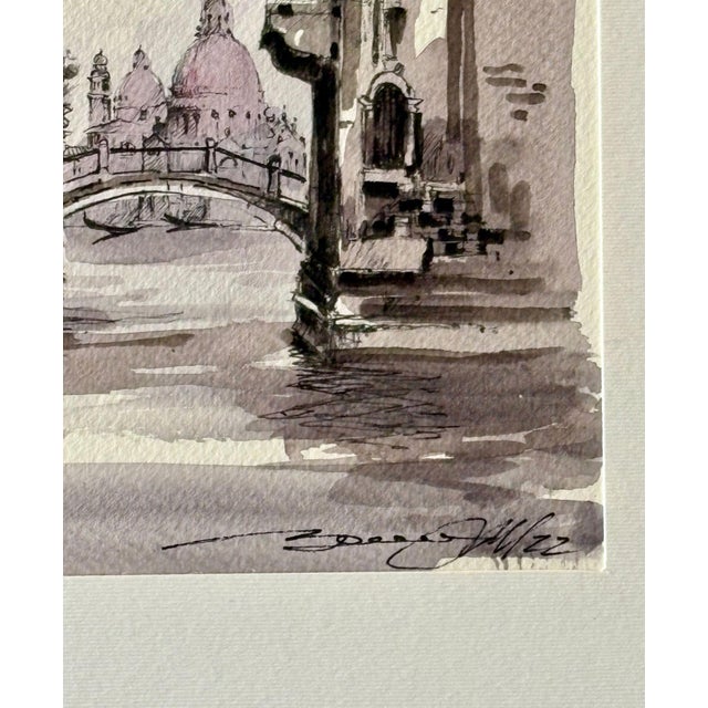 Traditional Watercolor Painting of Venice and Gondola For Sale - Image 3 of 5