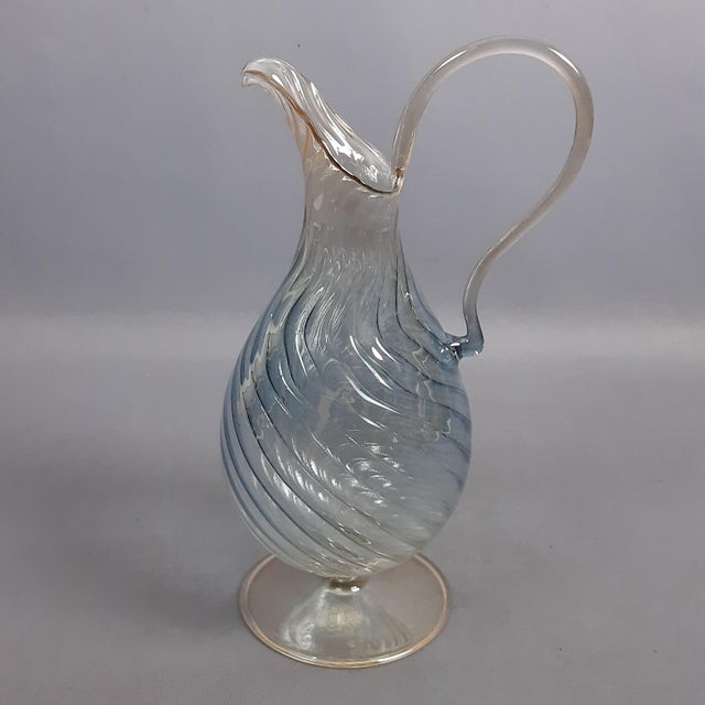 Modern Vintage Modern Ribbed Blown Glass Jug from Parise, 1980s For Sale - Image 3 of 13