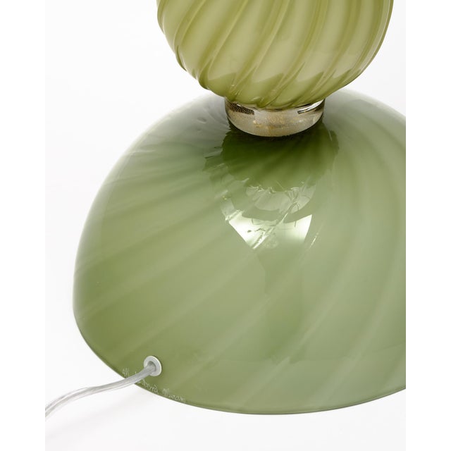 Venetian Glass, Classic Globe Lamps, Soft Green, Murano - a Pair For Sale - Image 9 of 9