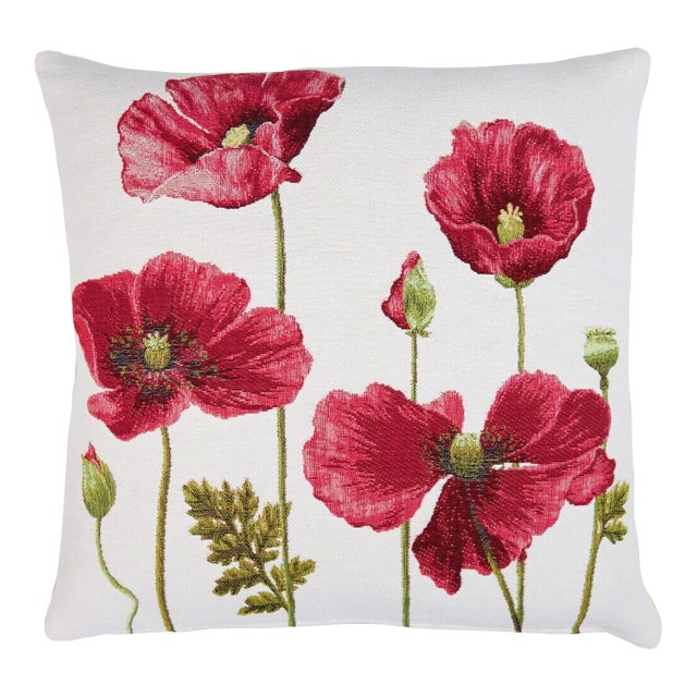 Wild Poppies II Tapestry Cushion With Feather Filler - 46 X 46cm For Sale