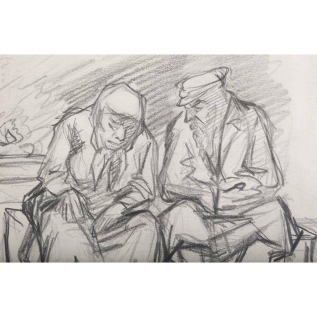 Isaac Friedlander, RARE WPA ARTIST ISAAC FRIEDLANDER Judaica Drawing 1946, 1946 For Sale - Image 4 of 5