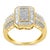 Contemporary 10K Yellow Gold Round and Baguette-Cut Diamond Cocktail Ring (1.0 Cttw, H-I Color, SI2-I1 Clarity) - Size 7 For Sale - Image 3 of 7