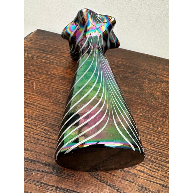 Iridescent Blown Glass Vase with Filigree Decoration, Italy, 1970s For Sale - Image 6 of 13