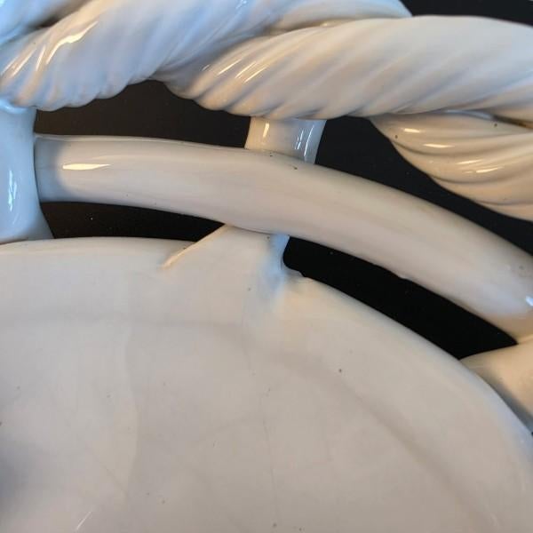 Ceramic Large 12" Vintage Portuguese Hand-Woven Ceramic Centerpiece Basket With Cherries For Sale - Image 7 of 10