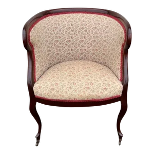 19th Century Antique Biedermeier Style Mahogany Tub Armchair